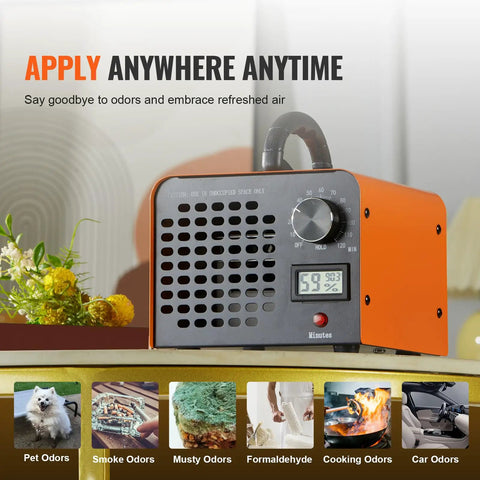 Heavy Duty Commercial Ozone Generator With Adjustable 0 To 120 Minute Timer To Blast Mold Smoke And Pet Odors Straight Up In Cars Homes And Garages Today, showing timer and controls.