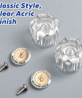 Clear Acrylic Faucet Handles Replacement Kit For Two-Handle Faucets, Easy Install with screws and hot/cold indicators