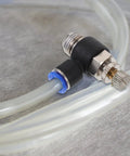 Super Easy 12 Piece Air Hose Adapter Fitting Kit With Abs And Copper Push To Connect Pneumatic Joints For Any Air Compressor Time Saving Install And Quick Release Couplers That Replace Old Broken Fittings Fast And Reliable, close-up fitting