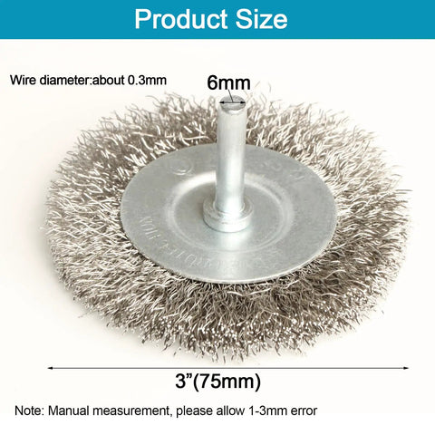 Three inch stainless steel wire wheel from Four Piece Three Inch Stainless Steel Wire Wheel Brush Kit For Drills With One Quarter Inch Shank Ideal For Power Grinders Rust Removal Paint Scale Removal Deburring Edge Blending And Surface Prep.