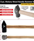 3lb cross pein hammer from 5-Piece Hammer Set With American Hickory Handles And Forged Steel Heads, heavy-duty build visible