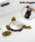 Pop Up Bathroom Sink Drain With Overflow For Vessel Sinks, Push Type Stopper, Brushed Nickel Vanity Assembly With Strainer in sink with leaves