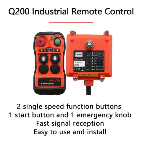 Heavy Duty Industrial Wireless Remote Control For Hoists And Cranes ACDC 12-24V With Long Range Transmitter Receiver IP65 Weather Resistant Build For Rigging Applications, featuring buttons and connectors.