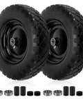 Two Pack 4.80/4.00-8 Tire And Wheel Set For Wheelbarrows Garden Trolleys And Wagons 16 Inch Solid Flat Free Replacement Wheels