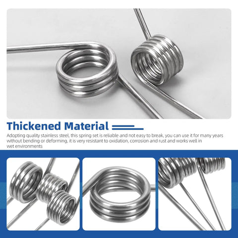 V Shaped Return Springs Set, 45 Piece Kit With 15 Sizes, 0.5-2.5mm Wire, stainless steel torsion springs detail view