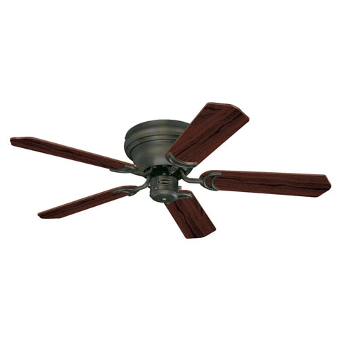 Contempra Trio 42 Inch Indoor Ceiling Fan With Light In Satin Brass, Reversible Walnut And Maple Blades, side view