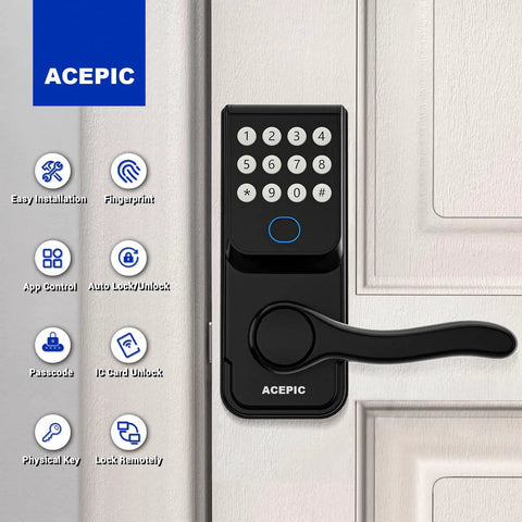Metal Keyless Entry Smart Door Lock With Keypad Fingerprint Passcode Fob And App Control Digital Matte Black Five Way Unlock