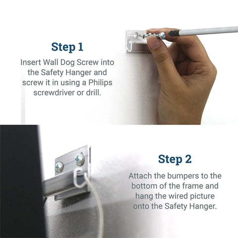 Step-by-step instructions for using Badass Heavy Duty Picture Hangers With Tough Aluminum Grip for secure mounting.
