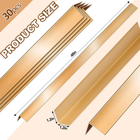 Top Shelf 30 Pieces Aluminum Corner Guards With Sleek Gold Finish Rock Solid Wall Edge Protectors For Doors Cabinets And Baseboards Smooth Molding Trim To Level Up Any Room Fast product size 48 inches long and 1.2 inches thick.