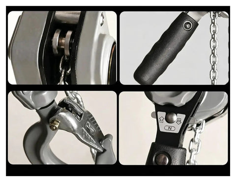 Compact Aluminum Alloy Wrench Hoist That Crushes Heavy Loads With Ease Includes 3 Meter Cable showing a close-up of the mechanism and handle.