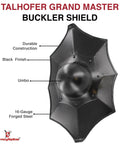 Badass Blackened Talhofer Grand Master Buckler Shield 17x11 Inch Steel With 16 Gauge Black Finish Forged Steel And Wood Handle