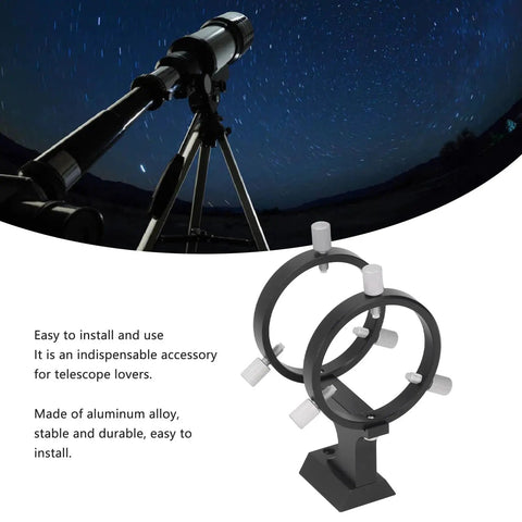 Finder Scope Mount For Telescopes Adjustable Bracket With Fixing Ring And 1/4 Inch Screw shown with night sky backdrop