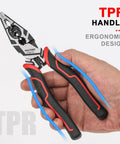 Pro Wire Stripper Tool 8 Inch Multifunctional Linesman Pliers with TPR ergonomic grip in hand