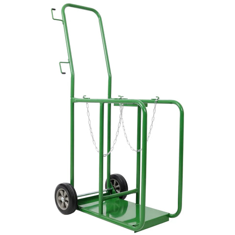 Built Like A Tank Cylinder Cart Welding Cylinder Hand Truck For Dual Oxygen Tank Hauling Made Simple With Eight Inch Solid Rubber Wheels That Roll Smooth And Carry Up To Four Forty Pounds Without Drama In Green