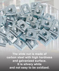 Pile of galvanized slide nuts for 20 Corner Bracket Kit For 2020 Aluminum Extrusion Rails Includes 40 Hex Screws, 40 Slide Nuts, 40 Washers, And 2 Hex Wrenches Sturdy Rust-Resistant Corner Connectors For DIY Frames And Modular Builds