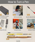 Instructions for DIY Pen Turning Kit For Lathe With MT2 Mandrel Saver 7mm Slimline Pen Kit And 7pc Barrel Trimming System
