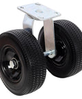 8 Inch Dual Flat Free Swivel Caster With 660 Lbs Load Capacity, 2.80 4 PU Foam Wheels, Roller Bearings, Zinc Plated Industrial Caster For Rough Floors And Fragile Equipment Transport, dual wheel view