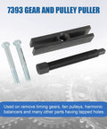 Hardcore Auto Gear And Pulley Puller Set With Shaft Protector includes 7393 puller, screws, and plates for removing timing gears.
