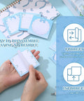 Blue Bow Stationery Set For School And Office Dope A5 Notebook 12 Smooth Gel Pens 6 Sticky Notes Pencil Pouch Kawaii Kit tear tips