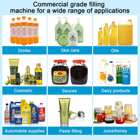 Pneumatic Bottle Filler Machine Adjustable Stainless Steel Single Head Horizontal Dispenser With 40 Liter Hopper For Liquids And Creams used for drinks, skin care, and sauces.