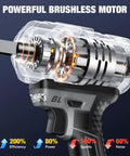 Cutaway view of Heavy Duty Cordless Impact Wrench With Half Inch Drive Delivers 900 Foot Pounds Of Torque Brushless 21V Power Tool