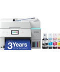 EcoTank ET-4950 Wireless All-In-One Color Supertank Printer With Refillable Ink, Up To 3 Years Ink, White with ink bottles