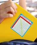Multiplication Chart Stickers 3 By 3 And A Half Inch Kid Friendly Learning Labels For Kids on yellow notebook
