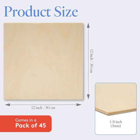 Beefy 3mm Baltic Birch Plywood Sheets One Eighth Inch Thick Pack Of Forty Five B And BB Grade Craft Wood product dimensions.