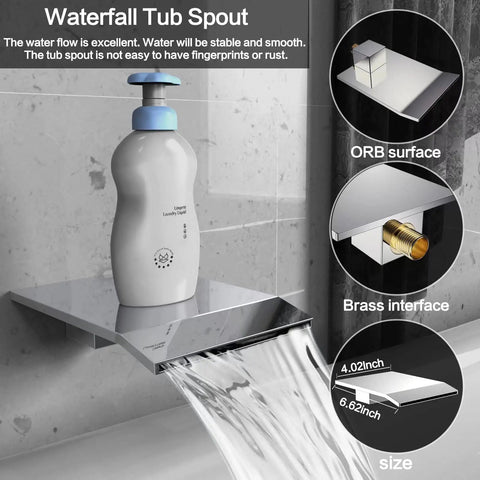 Rain Shower System With 10 Inch Wall Mount Faucet Waterfall Bathtub Spout Handheld Spray Rough In Valve And Trim Kit Chrome Polished.