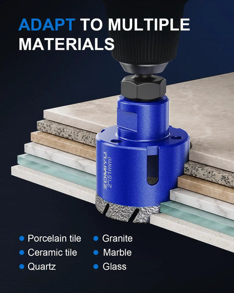 Heavy Duty 2 Pack 5/8 Inch Diamond Hole Saw And Vacuum Brazed Wet Dry Core Bit For Porcelain Tile on multiple materials