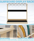Easy Assembly Wooden Surfboard Rack For Six Boards With Foam Padding And Elastic Safety Straps Built Beefy For Serious Riders