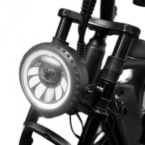 Lit LED Front Light With Horn For Night Riding On E Bike Waterproof 3 Pin Plug Color Changing Modes Low And High Beam Daytime Light Front Fork Mount For 36V 48V Fat Tire E Bikes