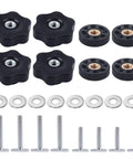 Eight Pack T Track Knob Kit With Four Star Knobs And Skeleton Knobs, Includes Eight Washers And One Storage Box, One Quarter Twenty Bolts