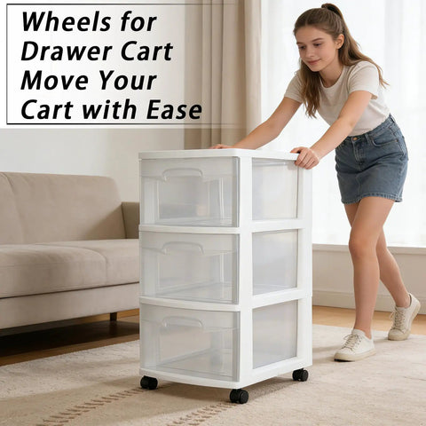 Person moving cart with 4 Piece Replacement Casters Wheels Compatible With 3 Drawer Cart M8 Utility Cart Wheels Replacement