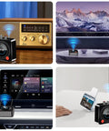 Wireless Bluetooth Receiver For Your Home Stereo And Speakers, NFC Quick Pair, 3.5mm Aux And RCA, TF Card Slot, shown connected to devices