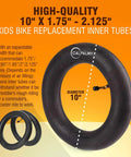 Two Pack 10x2 Replacement Inner Tubes For 10 Inch Wheels 1.95 to 2.125 With Two Levers Beefy Heavy Duty Butyl Rubber BPA Latex Free