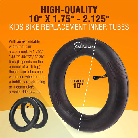 Two Pack 10x2 Replacement Inner Tubes For 10 Inch Wheels 1.95 to 2.125 With Two Levers Beefy Heavy Duty Butyl Rubber BPA Latex Free