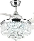 36 Inch Crystal Ceiling Fan With Dimmable LED Light, Remote And App Control, Modern Fandelier Style For Living Room And Bedroom