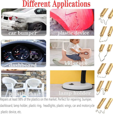Different applications for Powerful 220W Plastic Welder Kit 2 in 1 Repair Set With 1000 Hot Staples and 92 Plastic Welding Rods