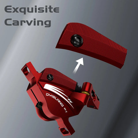 XT7 Hydraulic Disc Brake Calipers For MTB And Electric Bikes Front And Rear Line Pulling Cable Actuated Red CNC Design