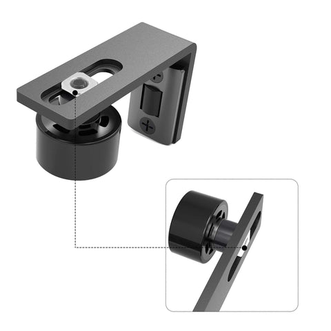 Sliding Barn Door Floor Guide With Adjustable Wall Mount And Bottom Double Nylon Rollers, Black Finish, Heavy Duty Steel Frame