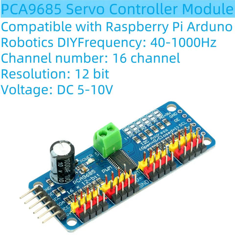 2 Pack PCA9685 16 Channel 12 Bit PWM Servo Controller Module With I2C Interface for Raspberry Pi and Arduino DIY projects
