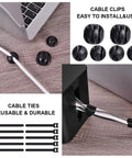 Image showing cable clips and cable ties part of the Two Pack Large And Medium Bamboo Style Cable Organizer Boxes set