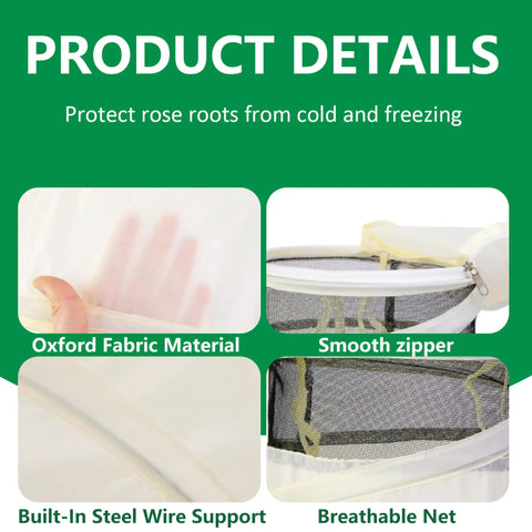 Winter Rose Plant Covers For Frost Protection, Heavy Duty Pop Up Cone Covers With Breathable Top Net, Wind Protection For Rose Bushes, Durable Weather Resistant Fabric Keeps Your Roses Safe Pro Grade Tough As Nails 13x20 Inches, oxford fabric and zipper detail