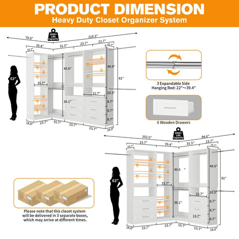 Max Out Your Closet Space With This Expandable L Shaped Corner Closet System For Walk In Closets Three Piece Modular Organizer