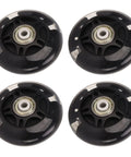 Four black 69mm inline skate wheels with bearings ultra quiet PU rubber shock absorption strong grip smooth ride easy install
