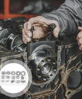 Mechanic assembling engine using 175 Piece Steel External Retaining Rings C Clip Snap Circlip Set For Shaft Assembly And Industrial Fastening