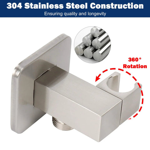 Top Shelf Handheld Shower Head Rig With High Pressure Spray And Flex Hose Kit, Solid 304 Stainless Steel Body, Slick Brushed Nickel Finish, Heavy Duty Wall Mount Bracket For No Fuss Bathroom Upgrades