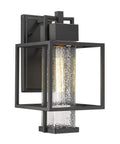 Outdoor Wall Light 1 Light Exterior Sconce In Black Finish With Bubble Glass Shade For Porch Patio Garden, front view