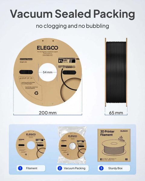 ABS Filament 1.75mm 1kg Spool Black Heat Resistant For 3D Printing With High Toughness And Impact Resistance vacuum-sealed packaging